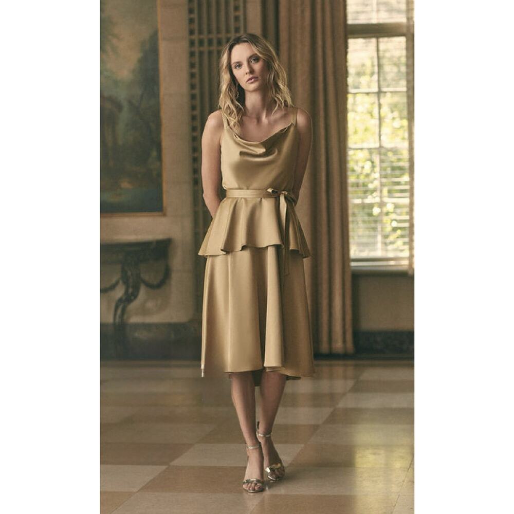 Gabby Skye Occasion Gold Fit & Flare Cocktail Dress, Homecoming, NWT, Size 6 - Picture 10 of 10